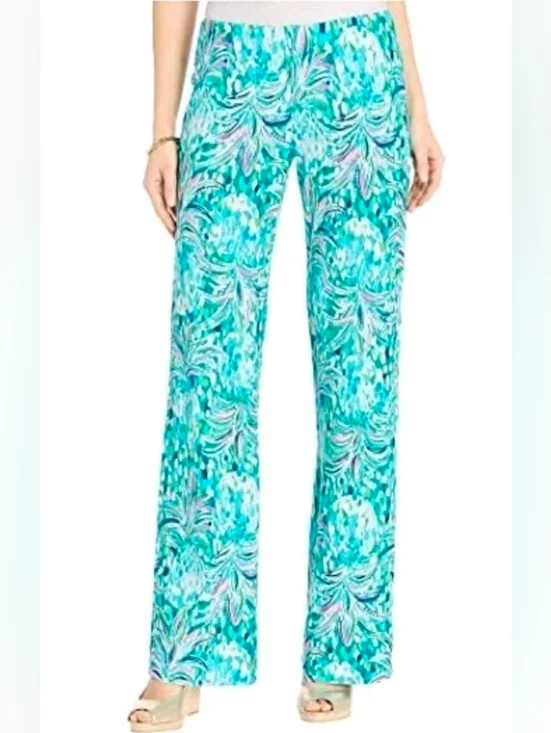 ❤️ LILLY PULITZER GEORGIA MAY PALAZZO PANTS, EMERALD ISLE PINEAPPLE OF MY EYE XS - Picture 2 of 11